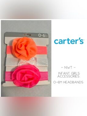 🆕CARTER’S - 0/6M - NWT - INFANT GIRLS 3PK HEADBANDS